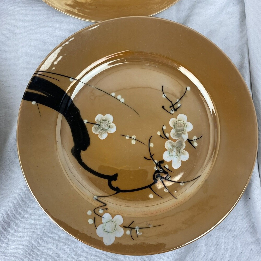 lot 6 Takito Lusterware Cherry Blossoms deasert plates 7 1/4” handpainted in JPN